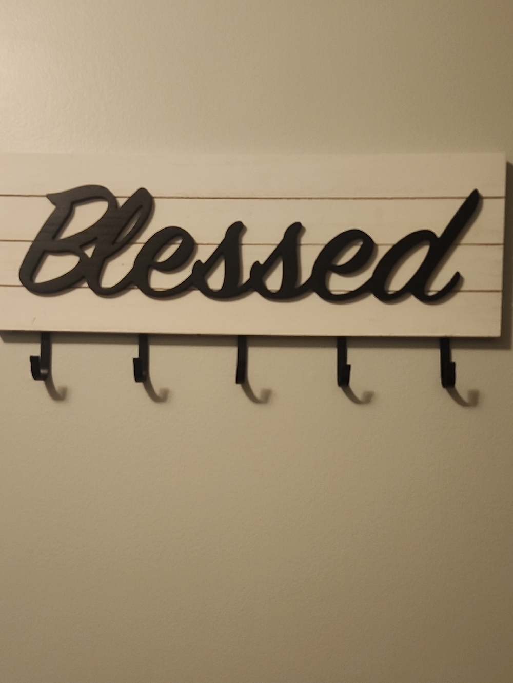 Blessed Wall Hook Rack - Black on White